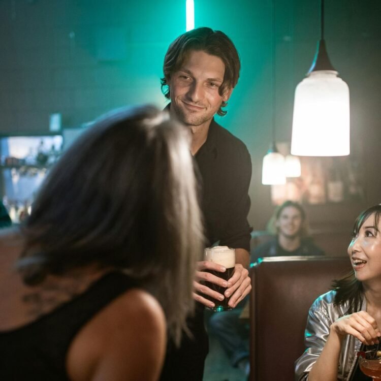 A group of people talking